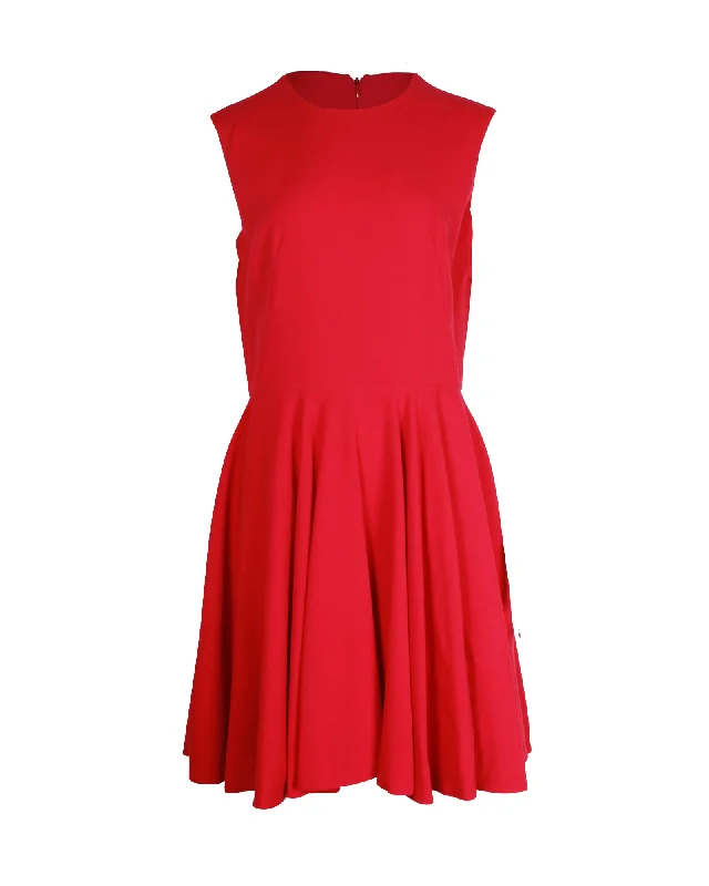 Alexander McQueen Mini Dress In Red Acetate Comfortable Off-Shoulder Mini Dress