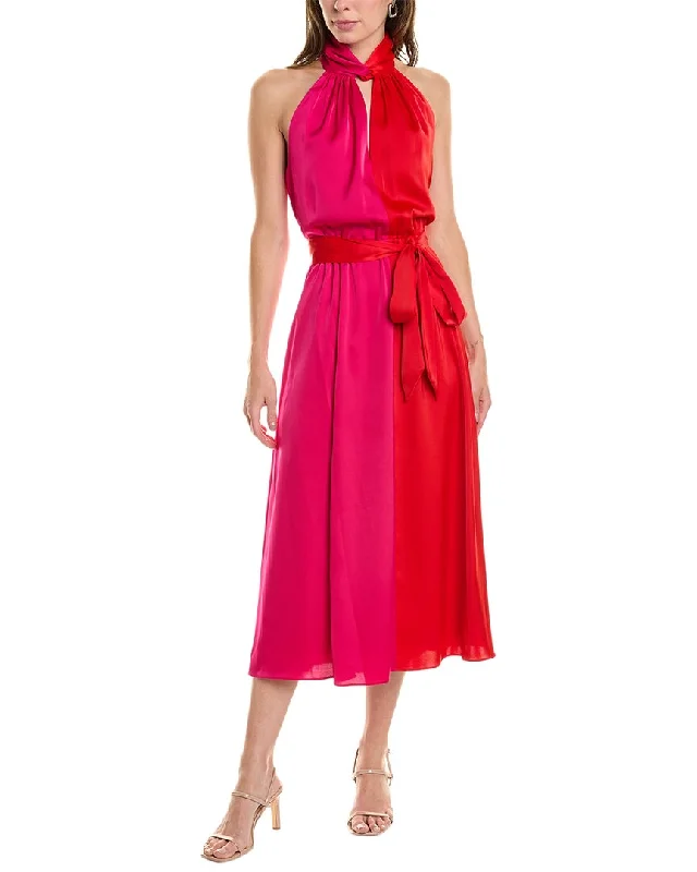 Anne Klein Twisted Neck Halter Midi Dress Stylish Satin Midi Dress