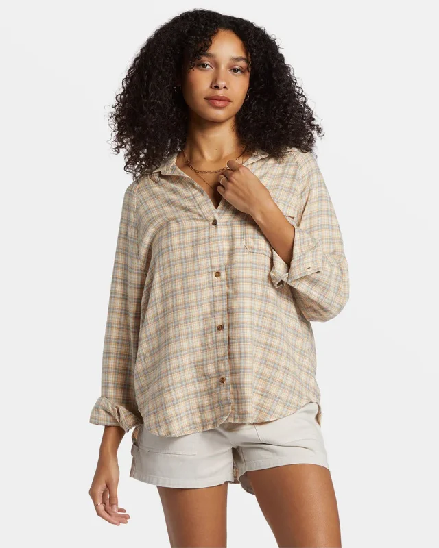 Best Time L/S Shirt Cozy Linen Short Shirt