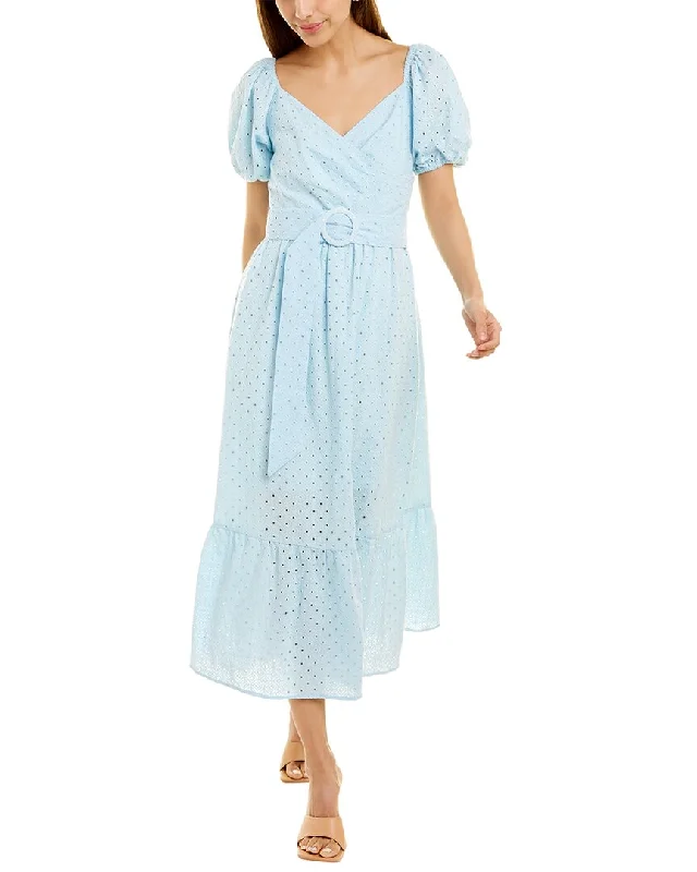 Beulah Embroidered Eyelet Midi Dress Trendy A-Line Midi Dress