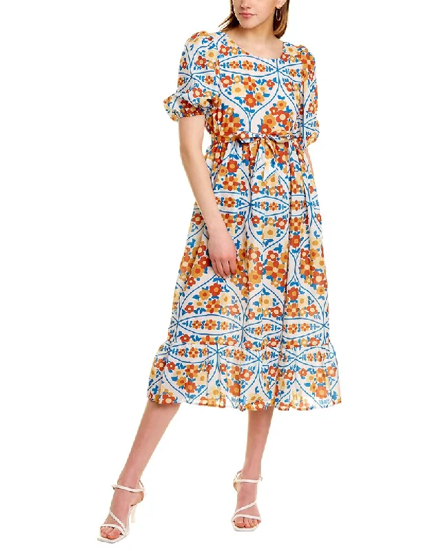 Beulah Floral Midi Dress Stylish Wraparound Midi Dress