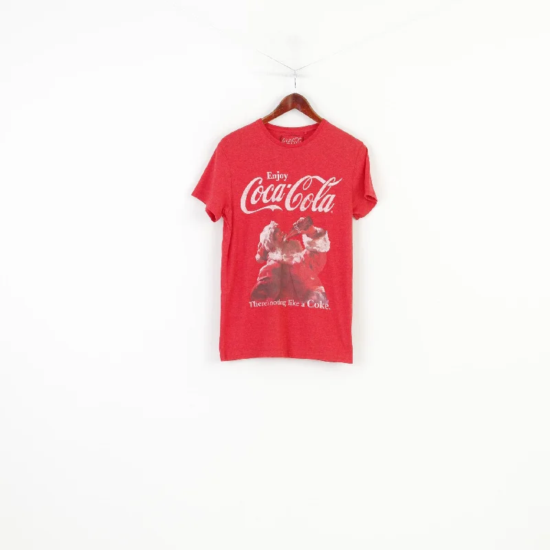 Cedar Wood State Women M Shirt Red Enjoy Coca-cola Christmass Graphic Short Sleeve Cotton Top Relaxed Cotton Short Blouse