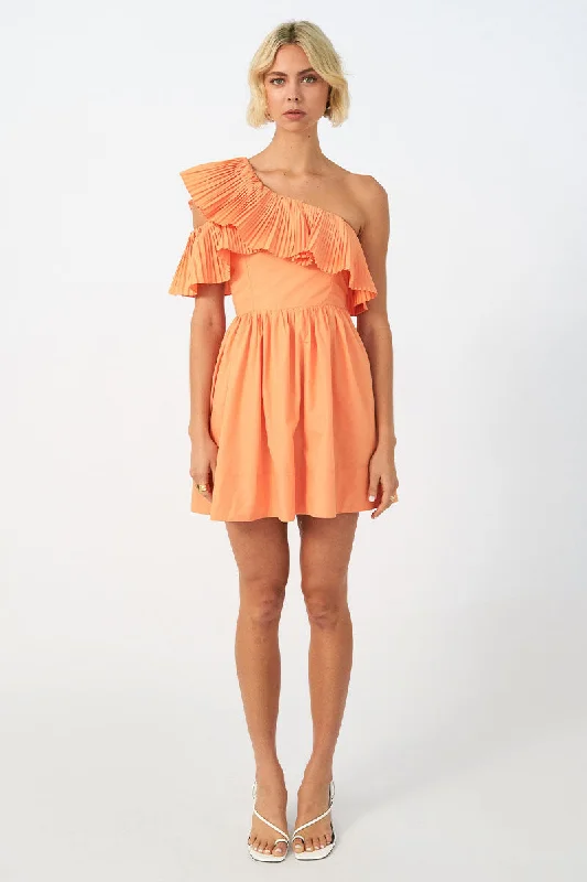 Sovere - Bliss Mini Dress in Soft Orange Cozy A-Line Mini Dress