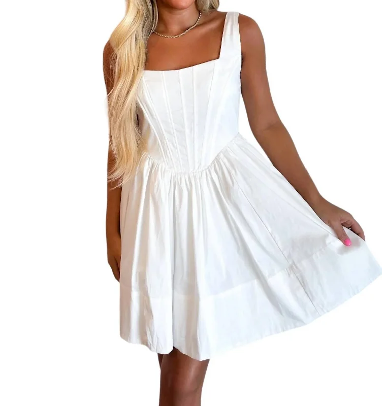 Corset Mini Dress In White Stylish Ruffle Mini Dress