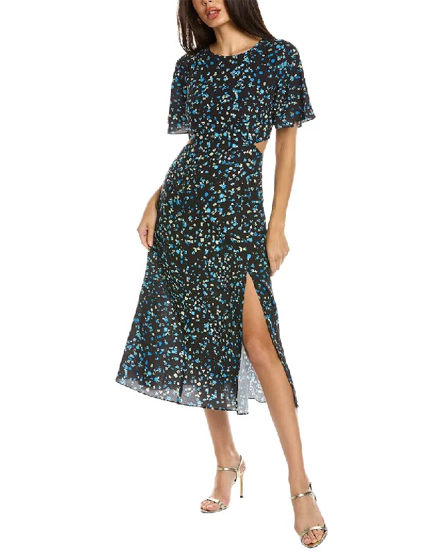 French Connection Shea Ferna Verona Midi Dress Trendy Midi Dress with Belt