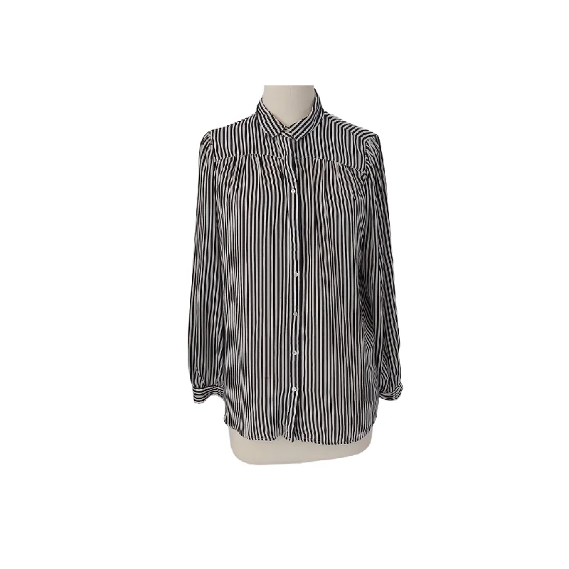 H&M Black & White Striped Button Down Shirt | Pre Loved | Comfortable Loose Short Sleeve