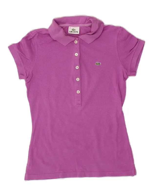 LACOSTE Womens Polo Shirt Size 36 Small Purple Cotton Comfortable Summer Short Shirt