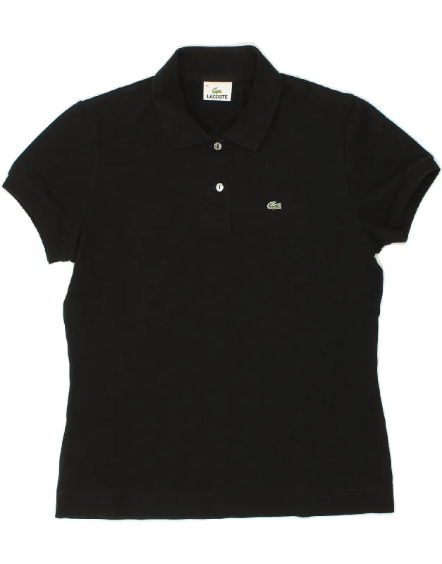 LACOSTE Womens Polo Shirt  Size 46 XL Black Cotton Comfortable Graphic Short Sleeve