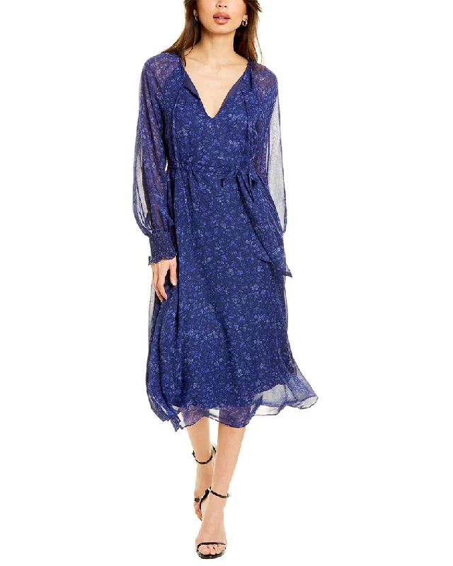 Laundry by Shelli Segal Long Sleeve Flora Midi Dress Cozy Wide Strap Midi Dress