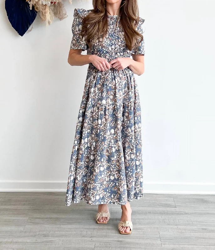 Loire Midi Dress In Multi Chic Off-Shoulder Midi Dress