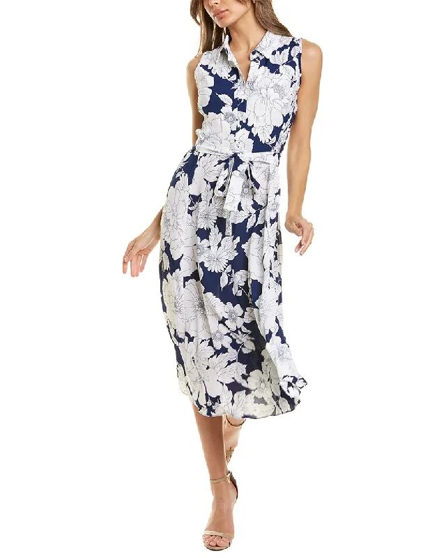 London Times Bubble Crepe Midi Dress Trendy A-Line Midi Dress