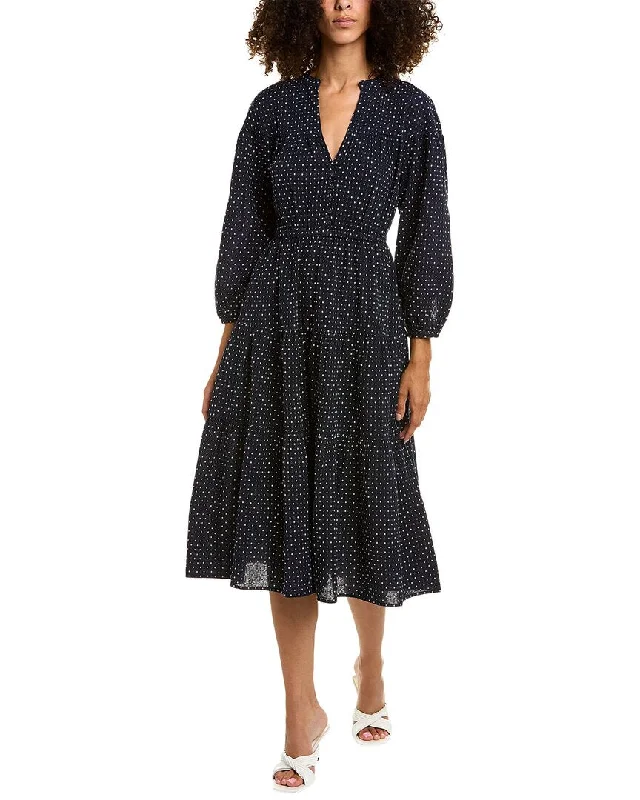 Madewell Dobby V-Neck Tiered Midi Dress Elegant Floral Midi Dress