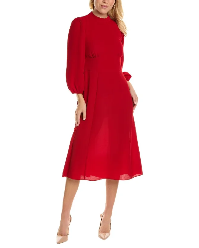 Maggy London Crepe Midi Dress Trendy Flared Sleeve Midi Dress