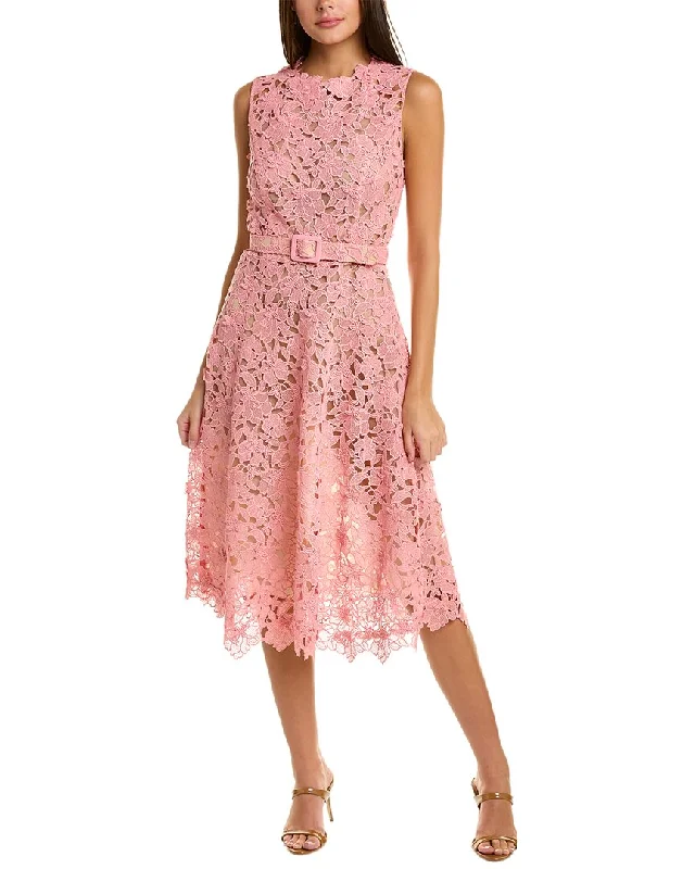 Oscar de la Renta Floral Lace Midi Dress Comfortable Sleeveless Midi Dress