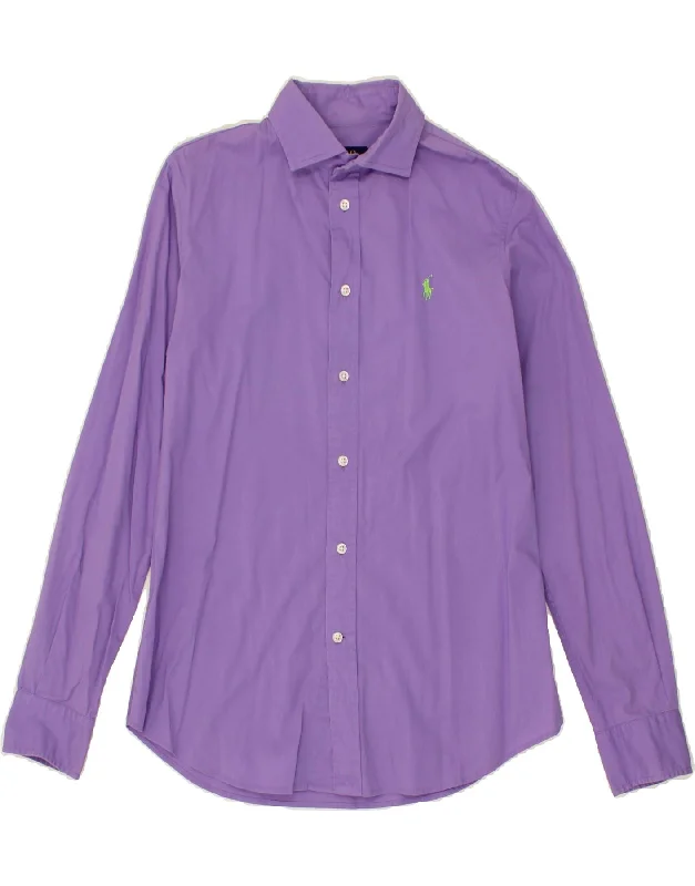 POLO RALPH LAUREN Womens Shirt US 8 Medium Purple Cotton Modern Casual Short Sleeve