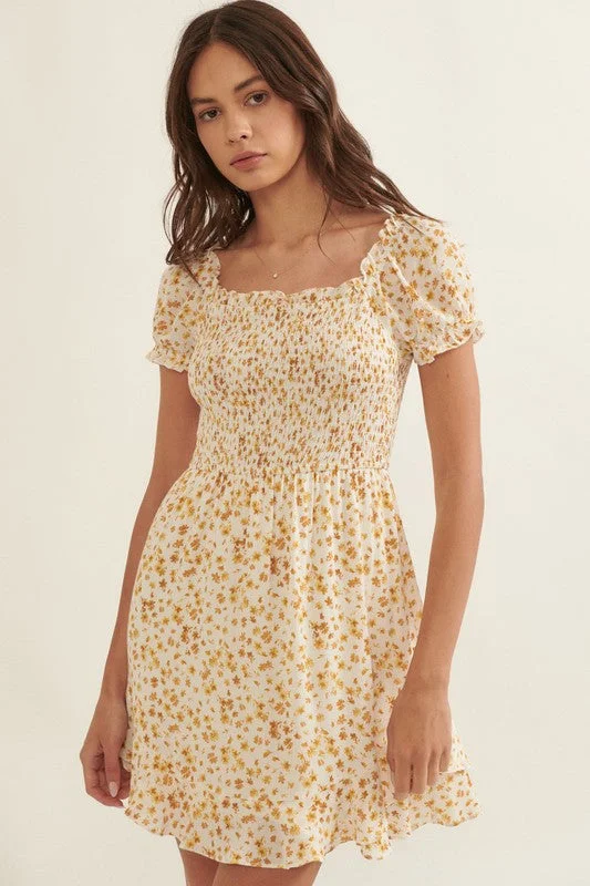 PROMESA | FLORAL PUFF SLEEVE MINI DRESS Cozy Cotton Mini Dress