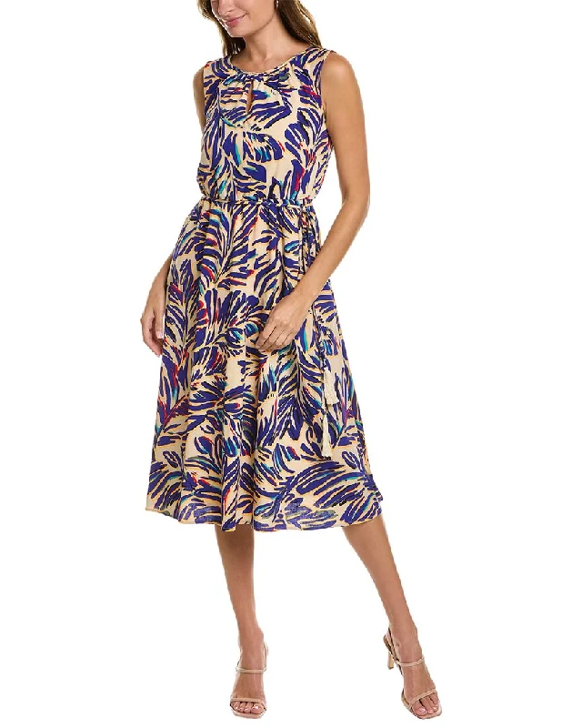 Tahari ASL Printed Midi Dress Comfortable Fit-and-Flare Midi Dress