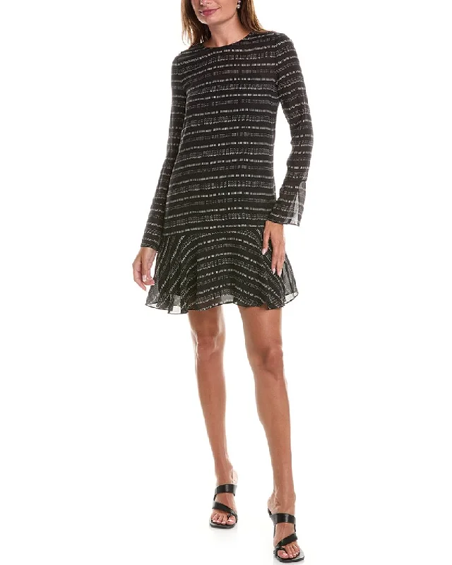 Theory Relaxed Silk Mini Dress Cozy Wraparound Mini Dress