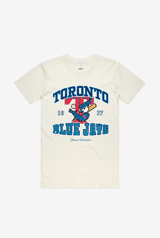 Toronto Blue Jays Vintage Washed T Shirt - Ivory Comfortable Ribbed Short Sleeve