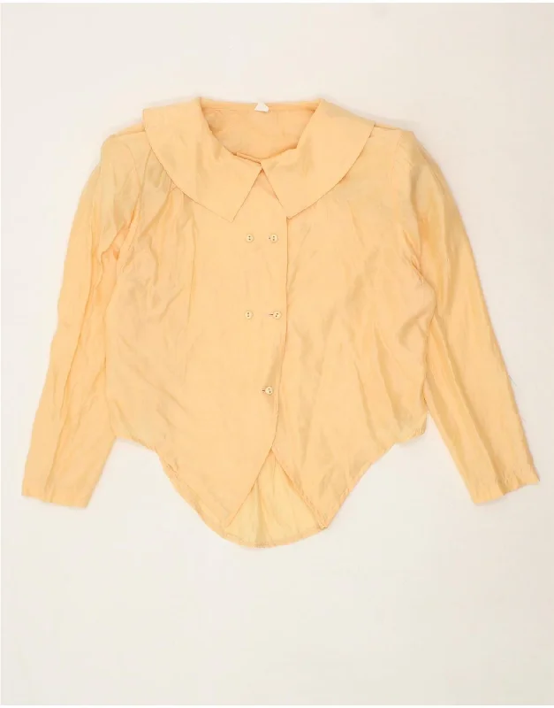 VINTAGE Womens Shirt Blouse UK 16 Large Yellow Comfortable Short Sleeve Blouse