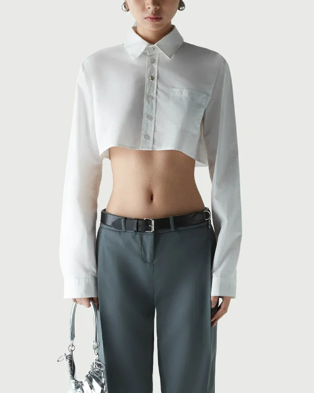 Cropped Shirt Stylish Crew Neck Shirt