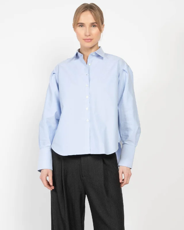 Isabel Oxford Shirt Elegant Lace-Trimmed Short Shirt