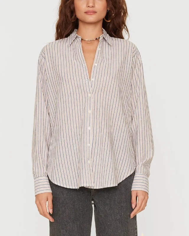 Beau Stripe Shirt Casual Short Sleeve Top