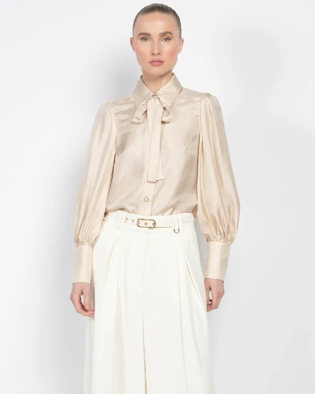 Blouson Shirt Elegant Off-Shoulder Short Shirt