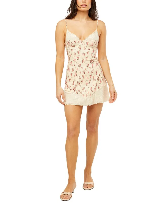 WeWoreWhat Lace Peplum Corset Linen-Blend Mini Dress Cozy Ruched Mini Dress