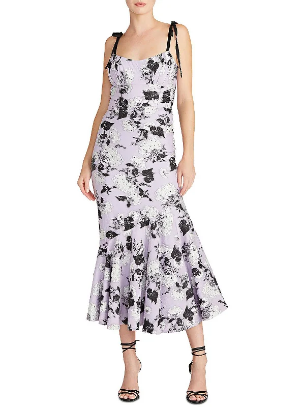 Womens Asymmetric Flounce Midi Dress Stylish Tiered Midi Dress