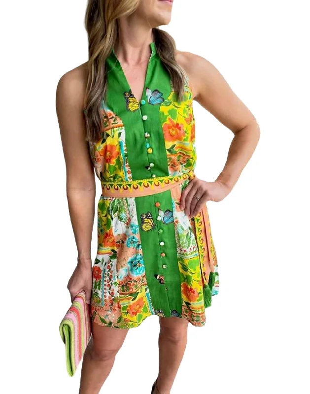 Women's Etta Sleeveless Mini Dress In Butterfly Chic Tropical Mini Dress