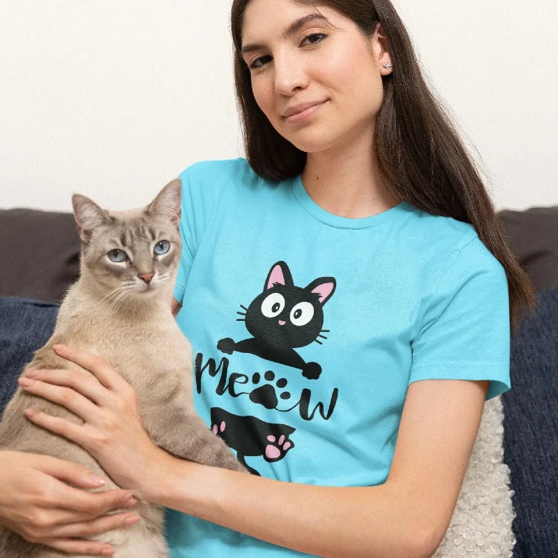 Meow Round Neck Half Sleeve Classic T-Shirt Basic T-Shirt Crew Neck Short Sleeve