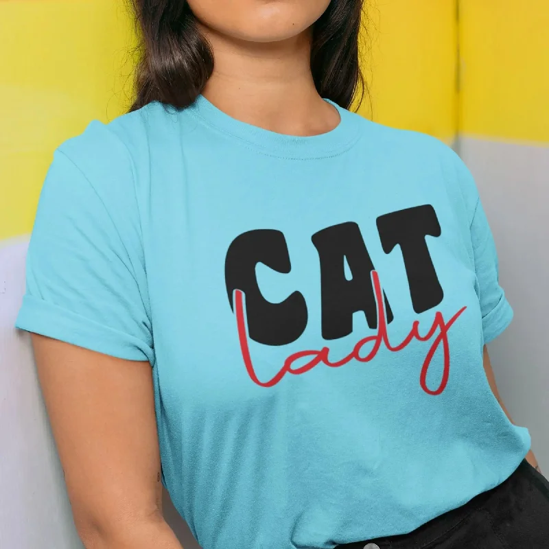 Cat Lady Round Neck Half Sleeve Classic T-Shirt Casual Formal Business