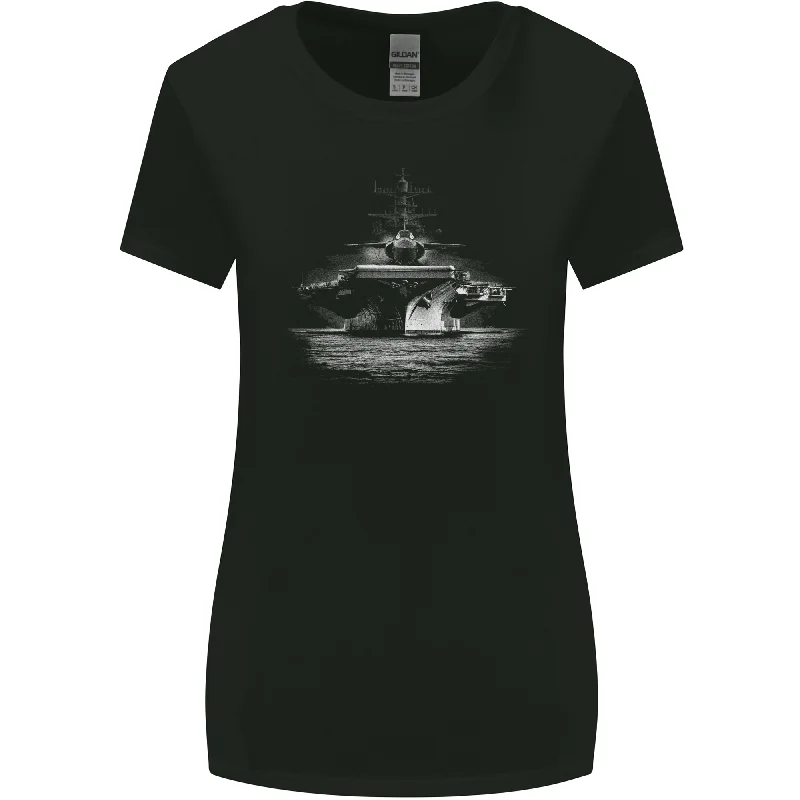 Aircraft Carrier Royal Navy Ship Sailor Womens Wider Cut T-Shirt Embroidered Appliqued Beaded Aircraft Carrier Royal Navy Ship Sailor Womens Wider Cut T-Shirt Embroidered Appliqued Beaded