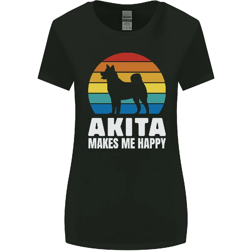 Akita Makes Me Happy Funny Dog Inu Womens Wider Cut T-Shirt Terry Blend Velvet Blend Canvas Blend Akita Makes Me Happy Funny Dog Inu Womens Wider Cut T-Shirt Terry Blend Velvet Blend Canvas Blend