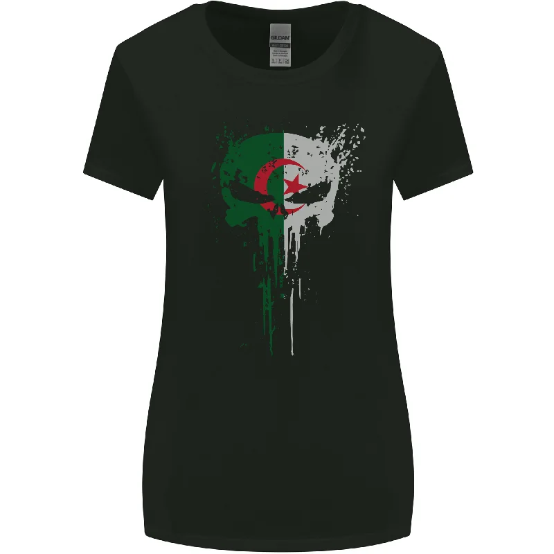 Algeria Skull Gym Training Bodybuilding Womens Wider Cut T-Shirt Iron Safe Non-Iron Wrinkle Free Algeria Skull Gym Training Bodybuilding Womens Wider Cut T-Shirt Iron Safe Non-Iron Wrinkle Free