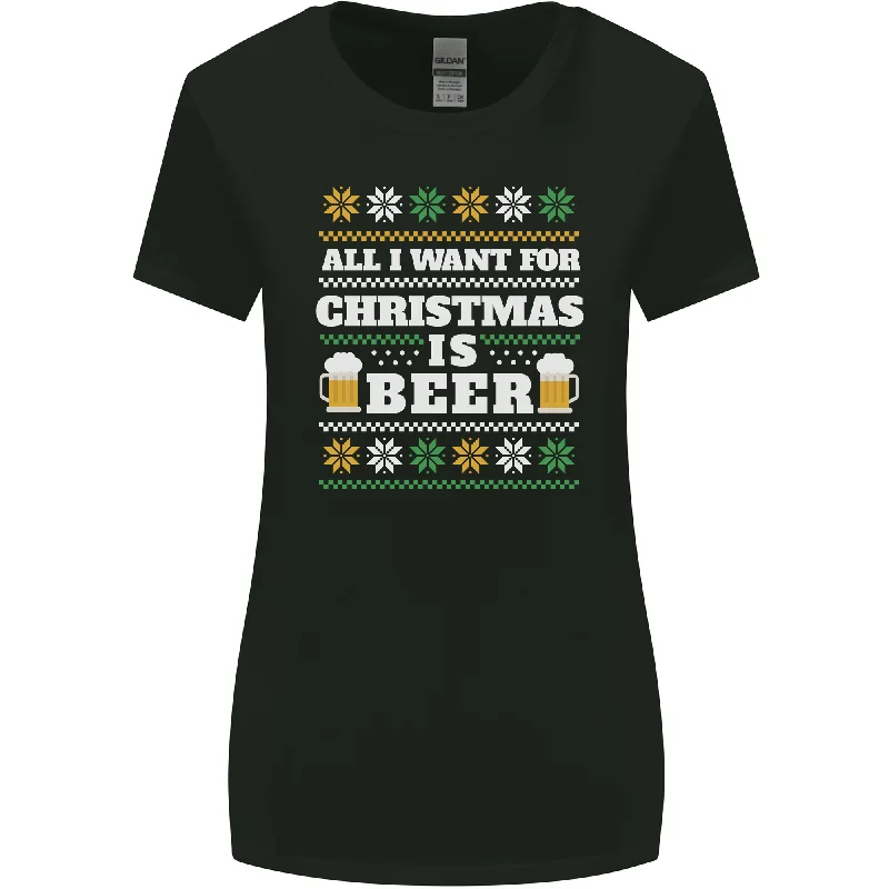 All I Want for Christmas Beer Funny Alcohol Xmas Womens Wider Cut T-Shirt Rayon Fabric Velvet Fabric Corduroy Fabric All I Want for Christmas Beer Funny Alcohol Xmas Womens Wider Cut T-Shirt Rayon Fabric Velvet Fabric Corduroy Fabric
