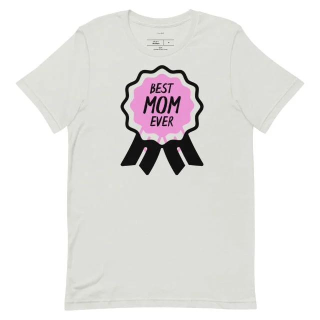 Best Mom Ever Ribbon T-Shirt Polka Dot Checkered Tartan