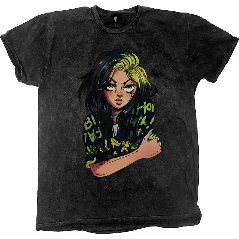 Billie Eilish | Official T-Shirt | Anime Billie Dip-Dye Knit Fabric Woven Fabric Fleece Fabric