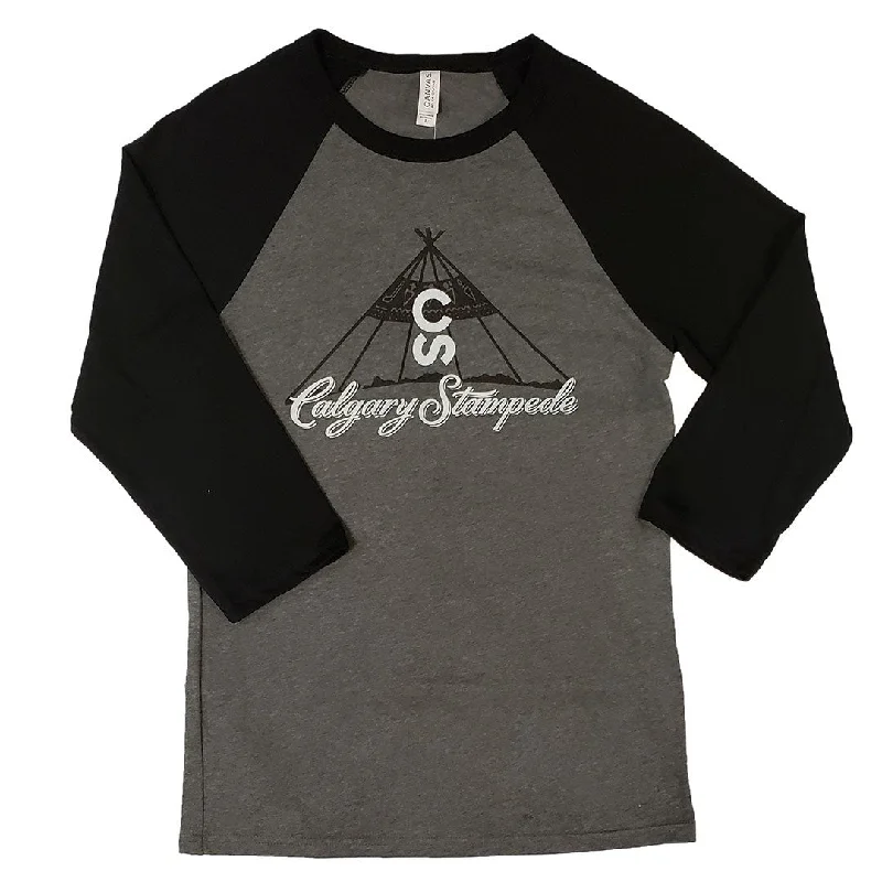 Calgary Stampede Teepee Logo Black & Grey Baseball Tee Terry Blend Velvet Blend Canvas Blend