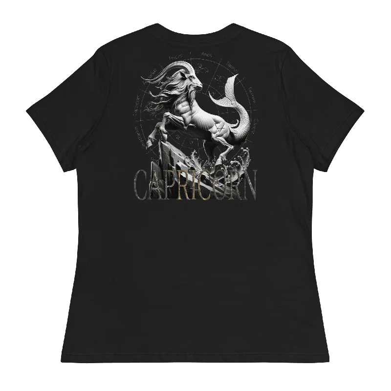 Deadpan Couture Zodiac "Capricorn" Women's Relaxed T-Shirt Sequined Glittery Shiny