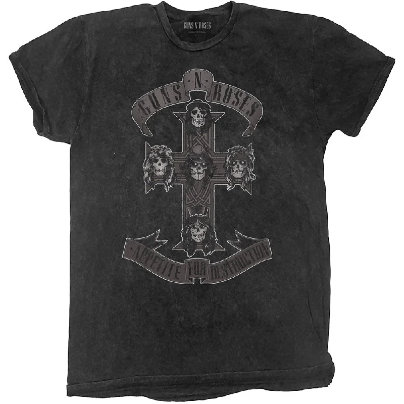 Guns N' Roses | Official Band T-shirt | Monochrome Cross (Dip-Dye) Zippered Buttoned Snapped