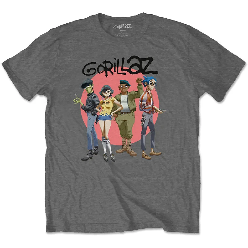 Gorillaz | Official Band T-shirt | Group Circle Rise Boxy Fit Fitted Loose