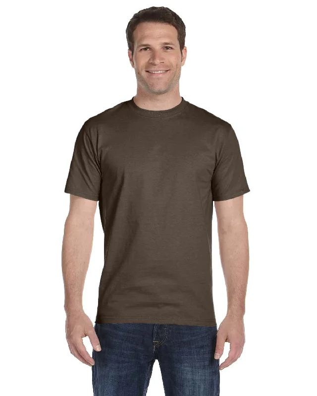 Hanes ComfortSoft 100% Cotton T-Shirt | Dark Chocolate Print Jacquard Patchwork