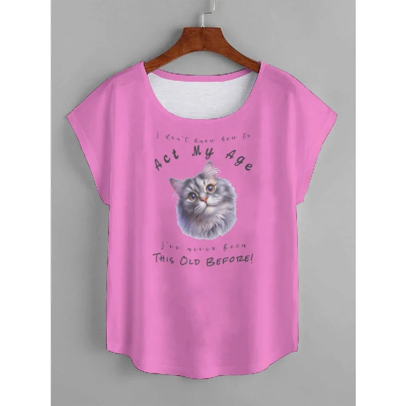 I Don't Know How to Act My Age Women's Persian Cat T-shirt Polka Dot Checkered Tartan