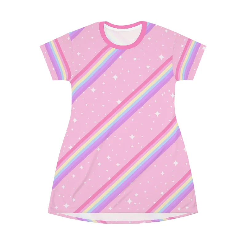 Kawaii Sparkle Cake Rainbow Beam All Over Print T-Shirt Mini Dress Boxy Fit Fitted Loose Kawaii Sparkle Cake Rainbow Beam All Over Print T-Shirt Mini Dress Boxy Fit Fitted Loose