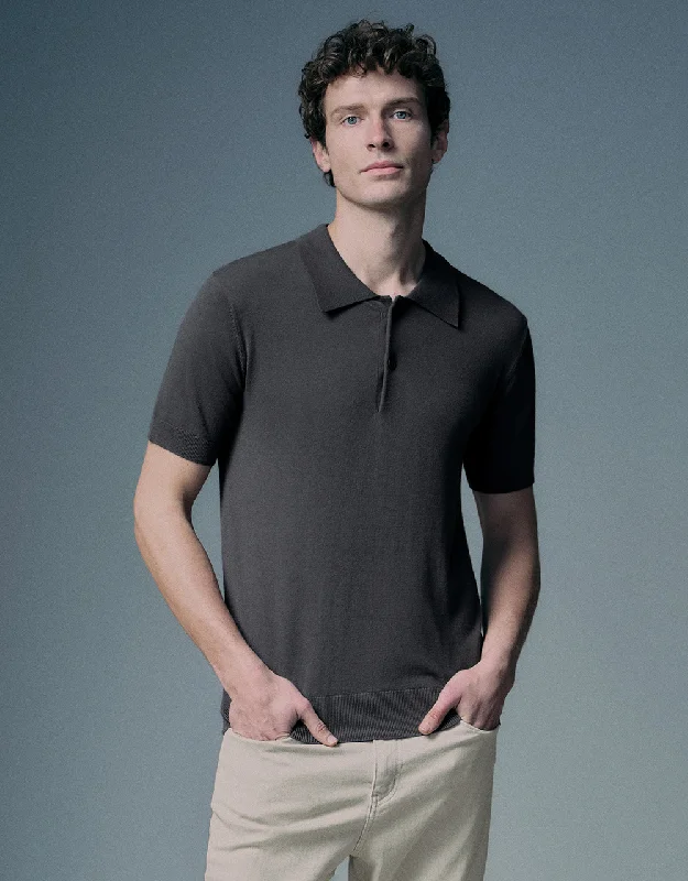 Knitted Polo T-Shirt Boxy Fit Fitted Loose