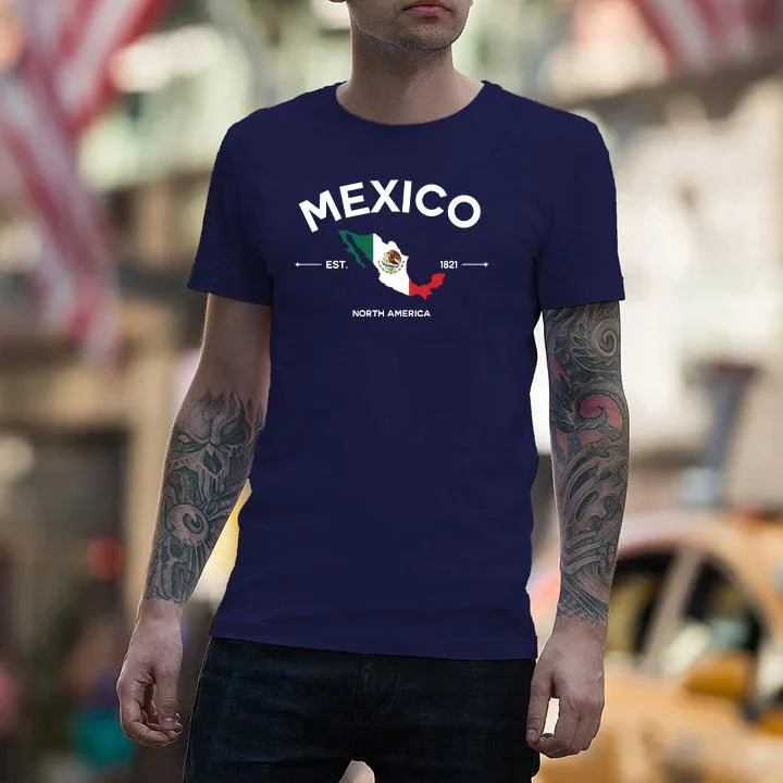 Mexico Flag T-Shirt Anti-Pilling Machine Wash Handmade