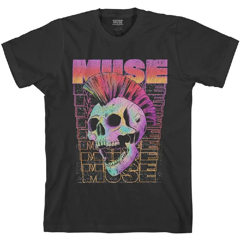 Muse | Official Band T-shirt | Mowhawk Skull Zippered Front Buttoned Front Snap Front