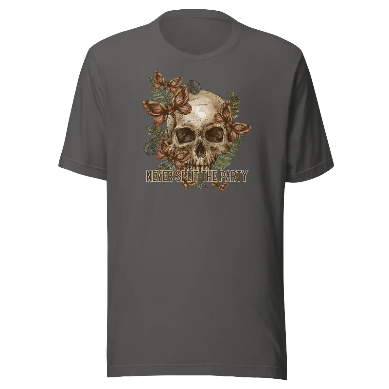 Never Split The Party DND Skull Unisex t-shirt Lace Blend Ribbed Blend Corduroy Blend